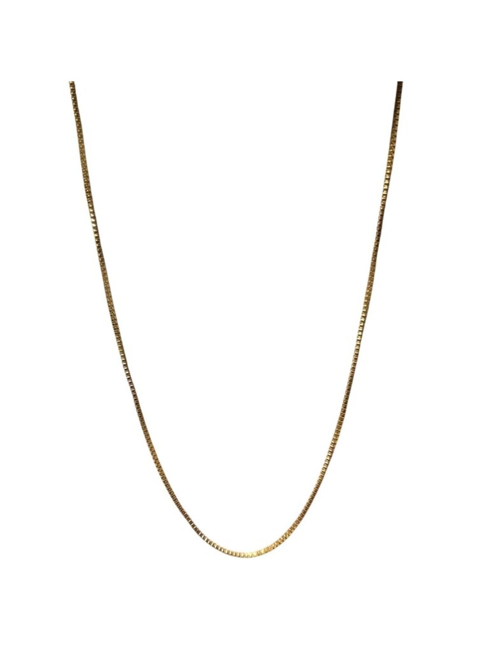 Vintage Dainty Box Chain Necklace Gold Tone Classic Minimalist Quiet Luxury